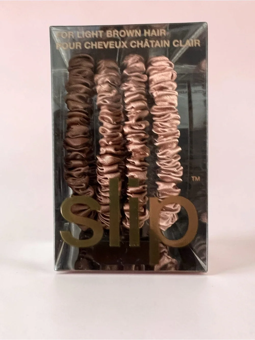 Slip Pure Silk Skinny Scrunchies 4pc Set- Light brown